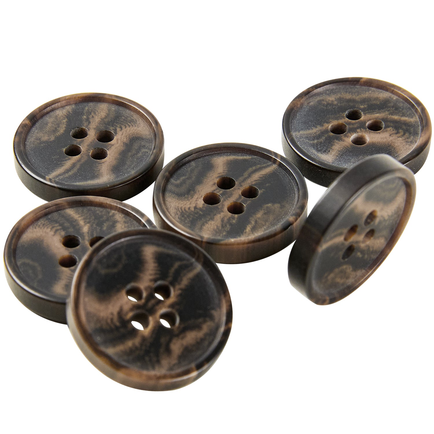 Recycled Horn Buttons Set Eco-Friendly 20/30mm 4-Hole Dark Brown 23LSK0195