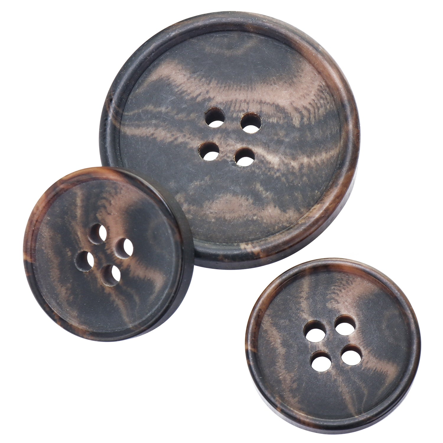 Recycled Horn Buttons Set Eco-Friendly 20/30mm 4-Hole Dark Brown 23LSK0195