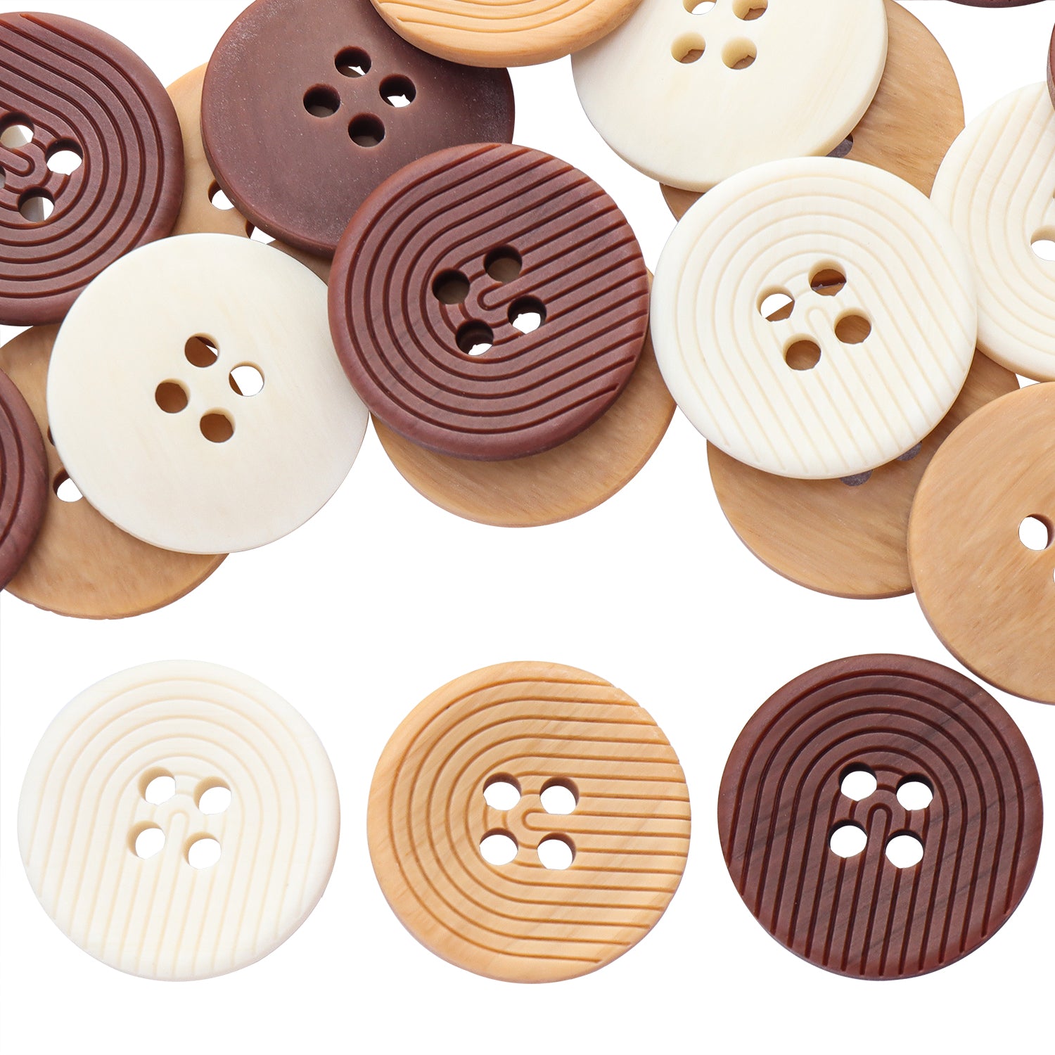 Recycled Buttons Set Eco-Friendly 20mm/32L 3 Colors 4-Hole ADS13140K