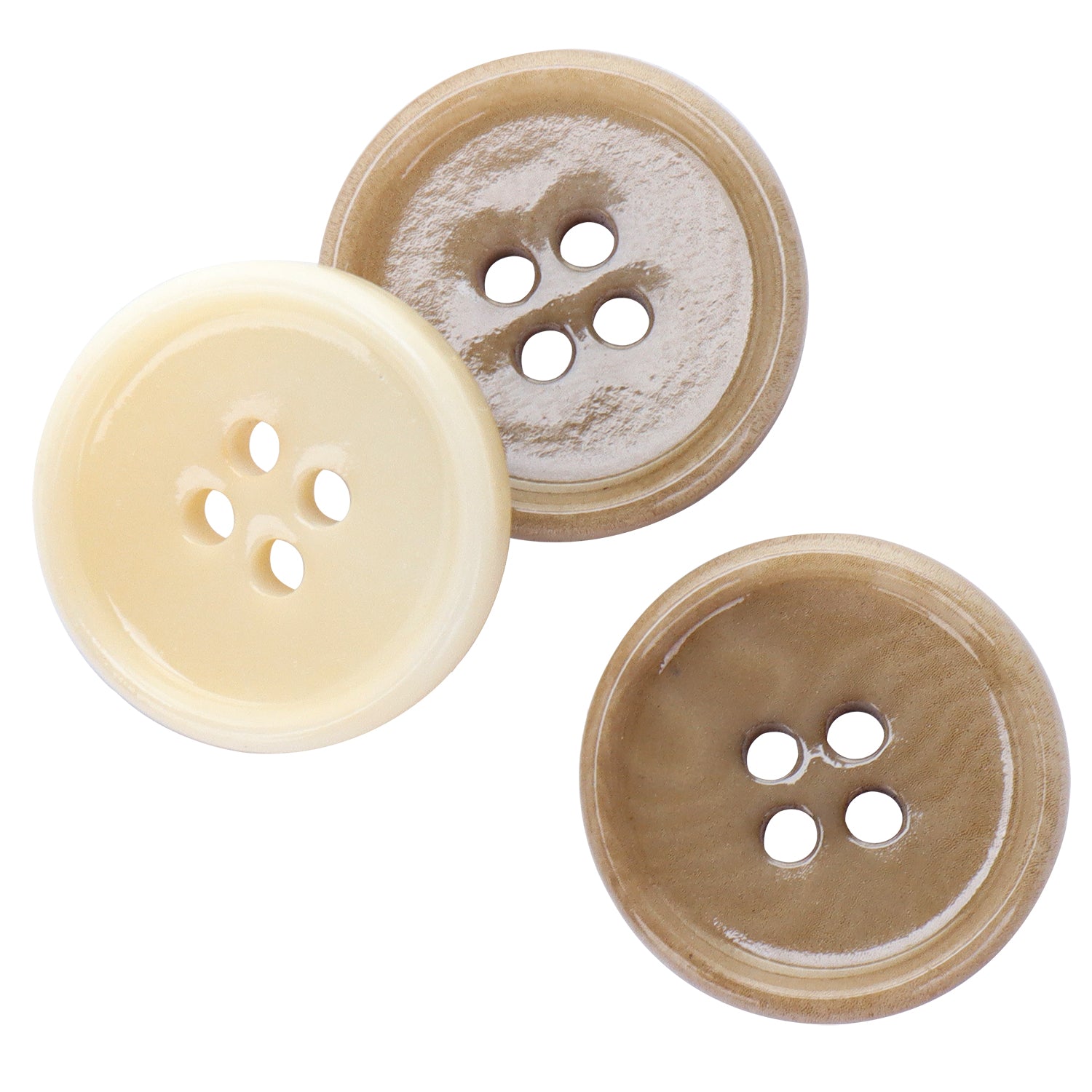 Premium Buttons Set 15mm/24L Beige&Taupe 4-Hole JDT0831K